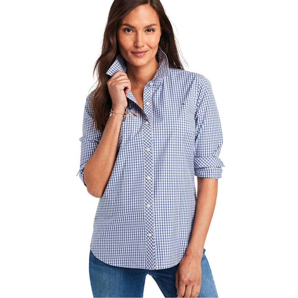 Alicetown Gingham Chilmark Classic Blue Button Down, Sz 00
